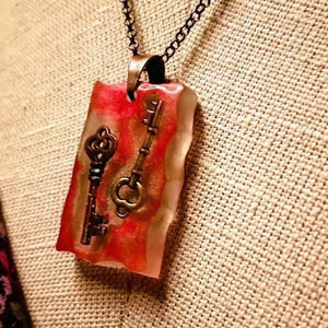 Miniature Keys Chunky Resin Pendant Necklace